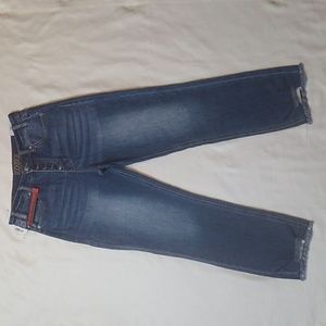 Rock & Roll Cowgirl High Rise Straight Cropped Denim Blue Jeans Button Fly NWT